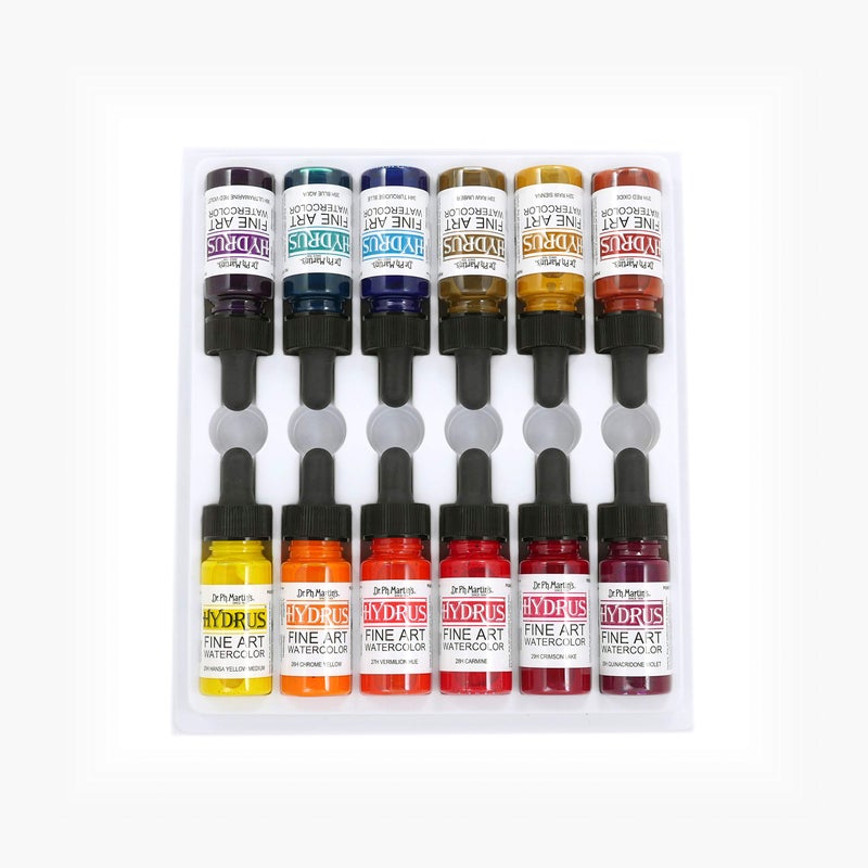 Dr. Ph. Martin's Hydrus Fine Art Watercolor (Set 3) Watercolor Set, 0.5 oz, Set 3 Colors, 1 Set of 12 Bottles - Image 2